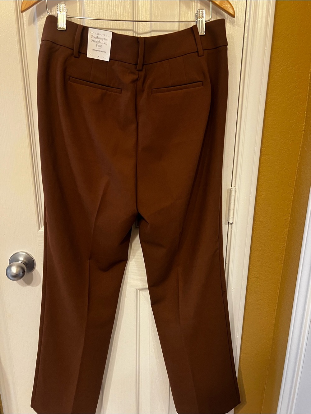 NWT Talbots Southampton Chocolate Brown Straight Leg Mid Rise Trousers, Size 8 - Picture 3 of 10